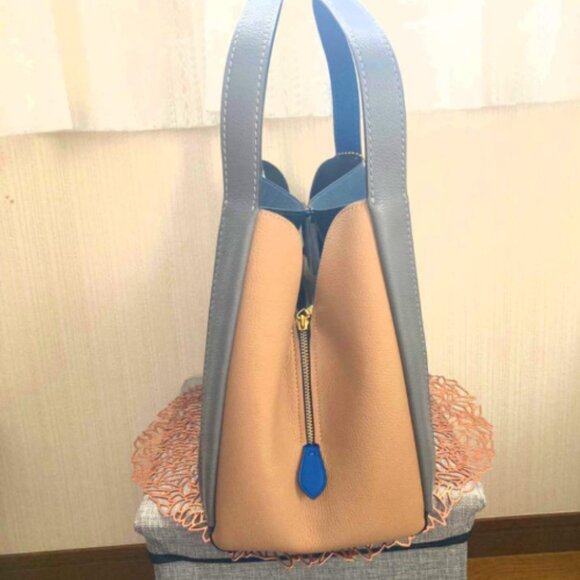 Coach Colorblock Hadley Hobo Dark Denim Blue Gray Tote Leather Bag Handbag NEW